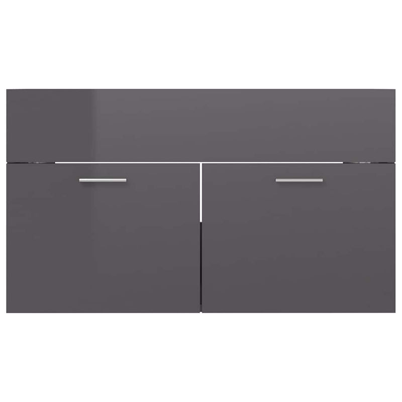 2 Piece Bathroom Furniture Set High Gloss Grey Engineered Wood Payday Deals