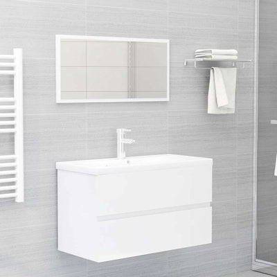 2 Piece Bathroom Furniture Set High Gloss White Engineered Wood Payday Deals