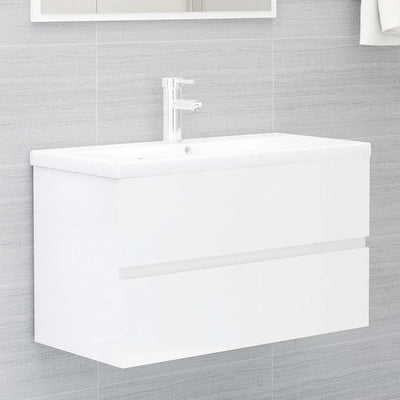 2 Piece Bathroom Furniture Set High Gloss White Engineered Wood Payday Deals