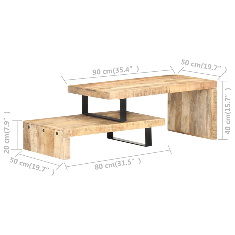 2 Piece Coffee Table Set Solid Mango Wood Payday Deals