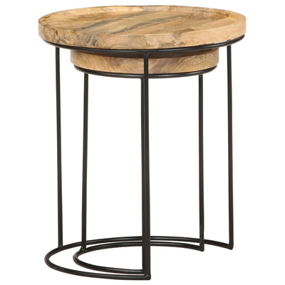 2 Piece Coffee Table Set Solid Mango Wood and Steel Payday Deals