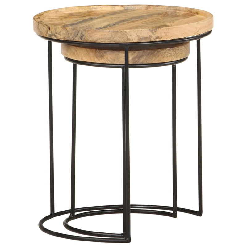 2 Piece Coffee Table Set Solid Mango Wood and Steel Payday Deals