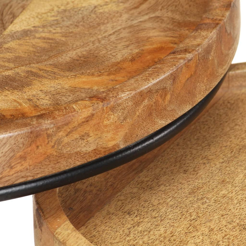 2 Piece Coffee Table Set Solid Mango Wood and Steel Payday Deals