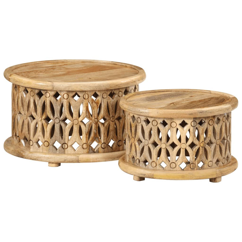 2 Piece Coffee Table Set Solid Wood Mango Payday Deals