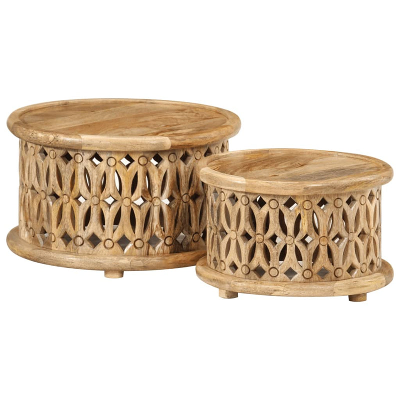 2 Piece Coffee Table Set Solid Wood Mango Payday Deals