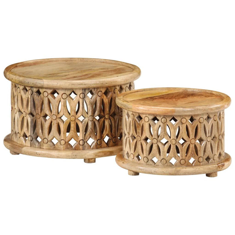 2 Piece Coffee Table Set Solid Wood Mango Payday Deals