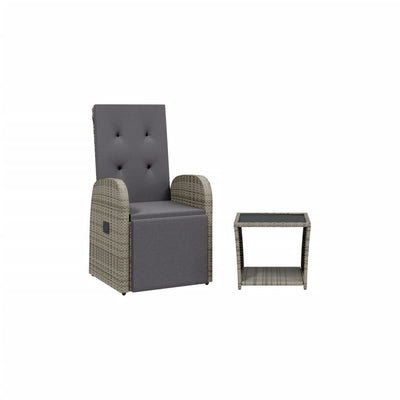 2 Piece Garden Dining Set with Cushions Grey Poly Rattan Payday Deals