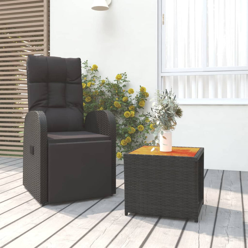 2 Piece Garden Lounge Set Black Poly Rattan&Solid Wood Acacia Payday Deals