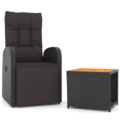2 Piece Garden Lounge Set Black Poly Rattan&Solid Wood Acacia Payday Deals