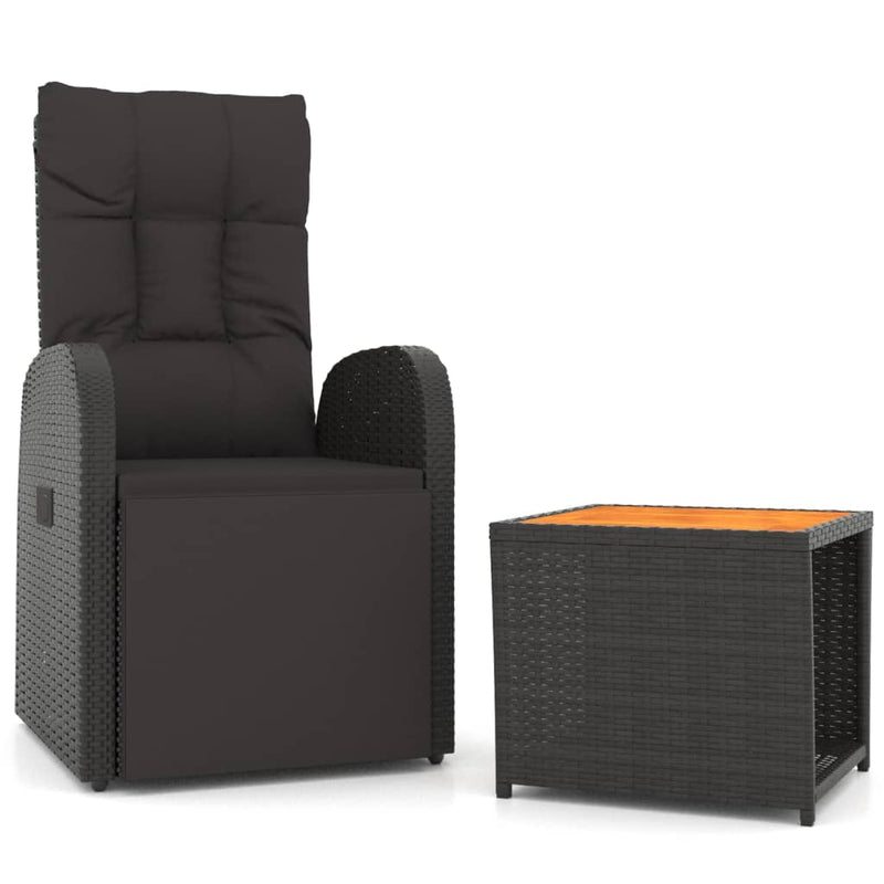 2 Piece Garden Lounge Set Black Poly Rattan&Solid Wood Acacia Payday Deals