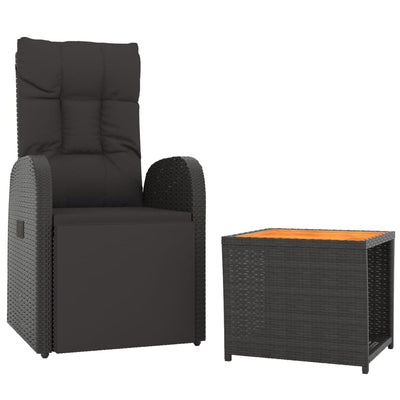 2 Piece Garden Lounge Set Black Poly Rattan&Solid Wood Acacia Payday Deals
