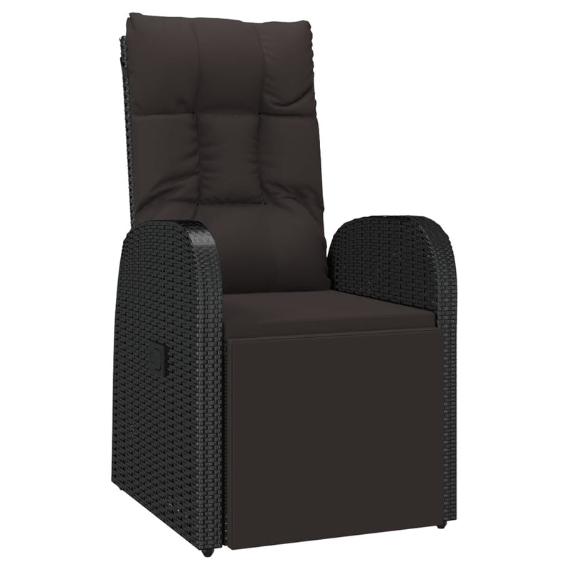 2 Piece Garden Lounge Set Black Poly Rattan&Solid Wood Acacia Payday Deals