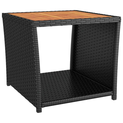 2 Piece Garden Lounge Set Black Poly Rattan&Solid Wood Acacia Payday Deals