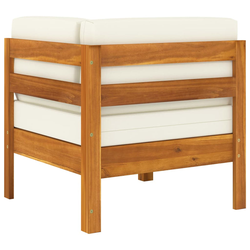 2 Piece Garden Lounge Set with Cream White Cushions Acacia Wood Payday Deals