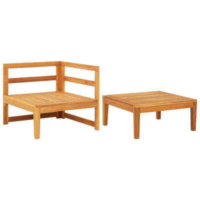 2 Piece Garden Lounge Set with Cream White Cushions Acacia Wood Payday Deals
