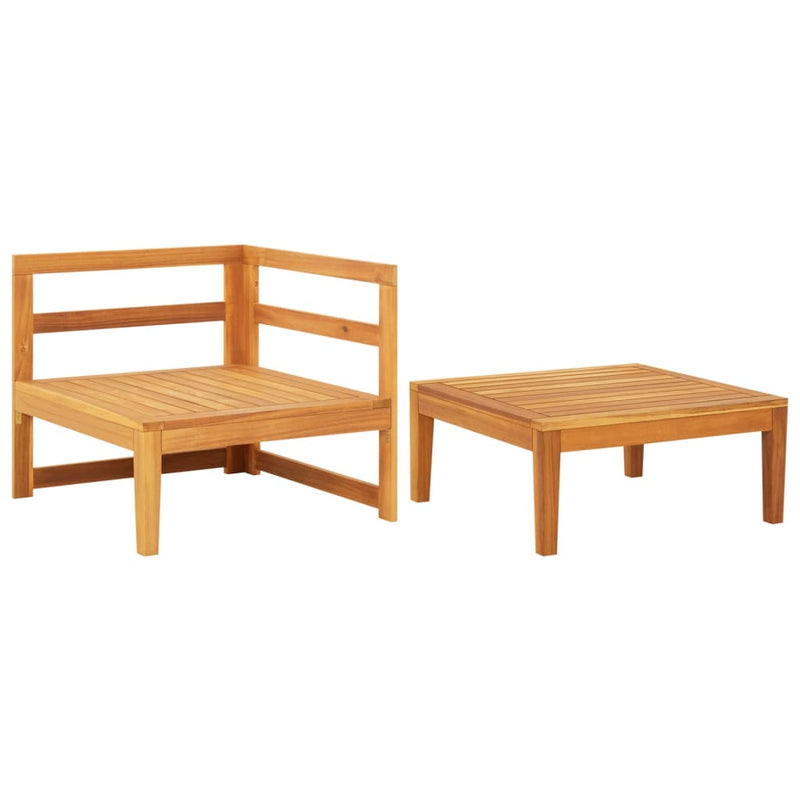 2 Piece Garden Lounge Set with Cream White Cushions Acacia Wood Payday Deals
