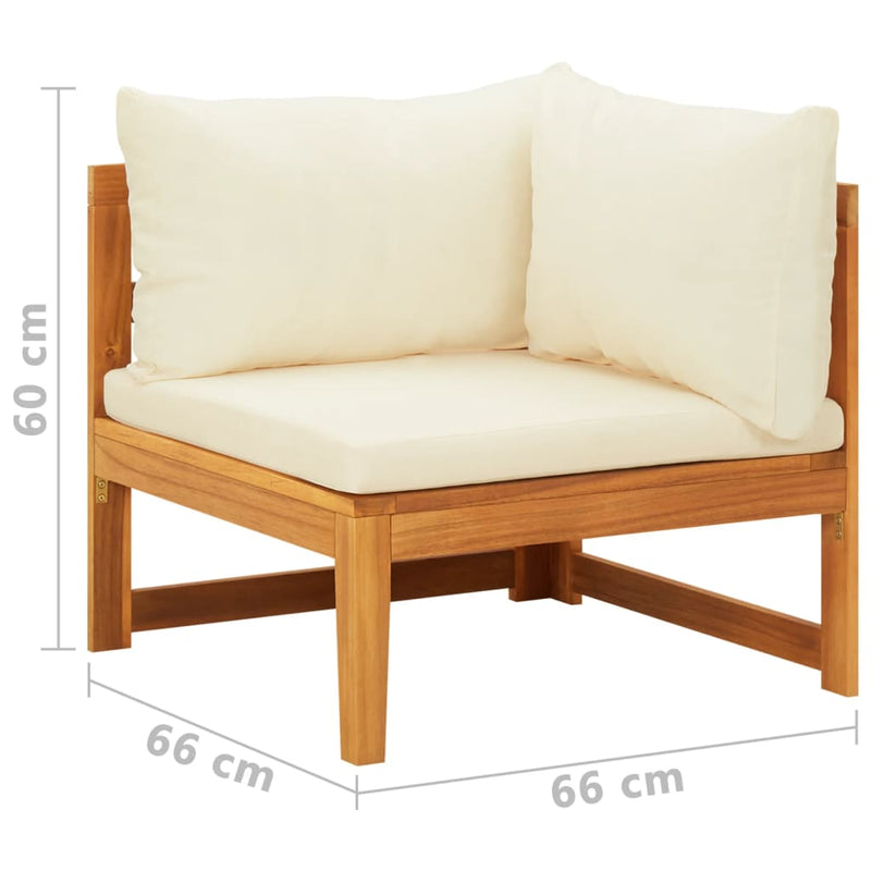 2 Piece Garden Lounge Set with Cream White Cushions Acacia Wood Payday Deals