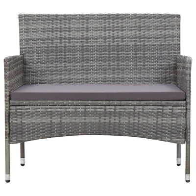 2 Piece Garden Lounge Set with Cushion Poly Rattan Grey Payday Deals
