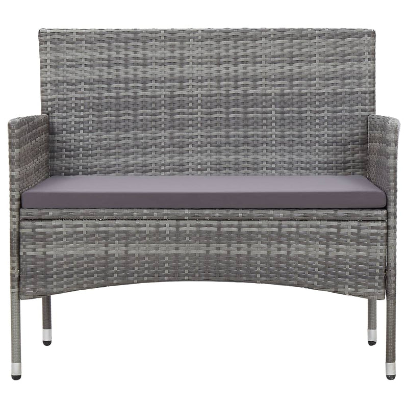 2 Piece Garden Lounge Set with Cushion Poly Rattan Grey Payday Deals