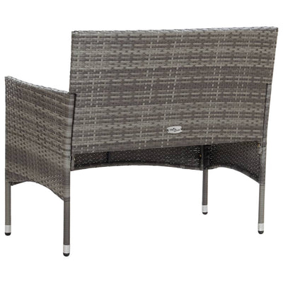 2 Piece Garden Lounge Set with Cushion Poly Rattan Grey Payday Deals