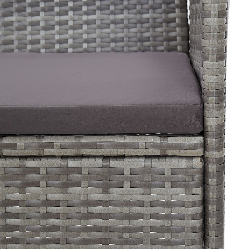 2 Piece Garden Lounge Set with Cushion Poly Rattan Grey Payday Deals