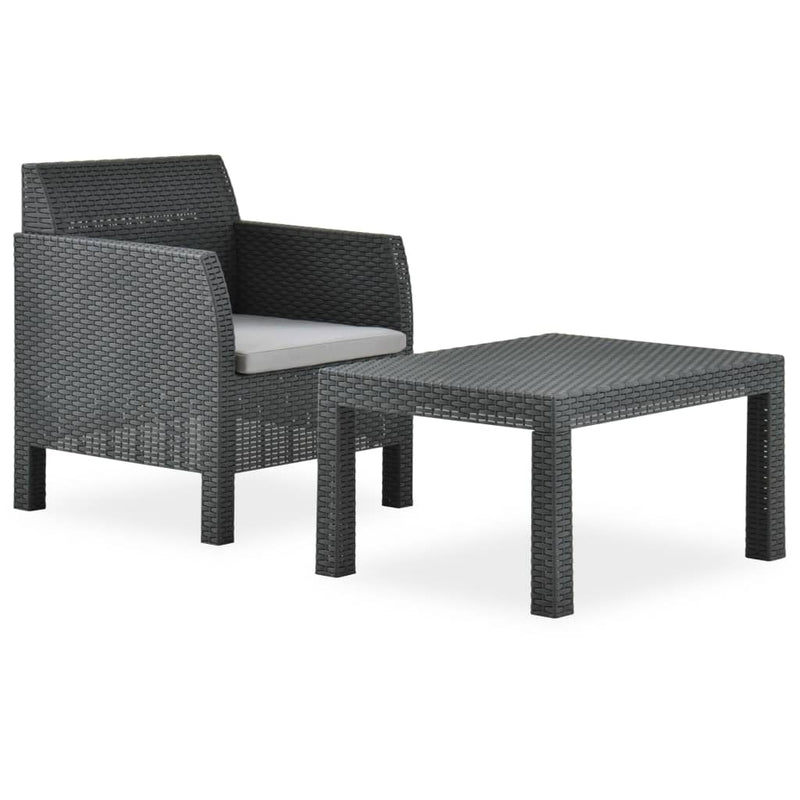 2 Piece Garden Lounge Set with Cushion Rattan Anthracite Payday Deals