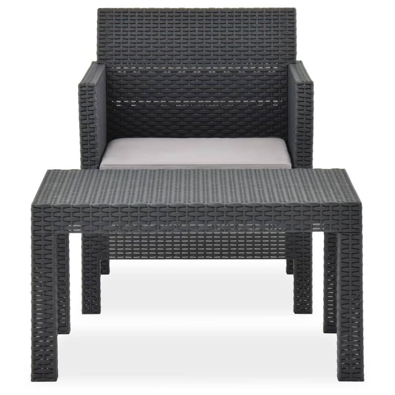 2 Piece Garden Lounge Set with Cushion Rattan Anthracite Payday Deals
