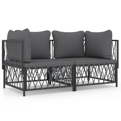 2 Piece Garden Lounge Set with Cushions Anthracite Steel Payday Deals