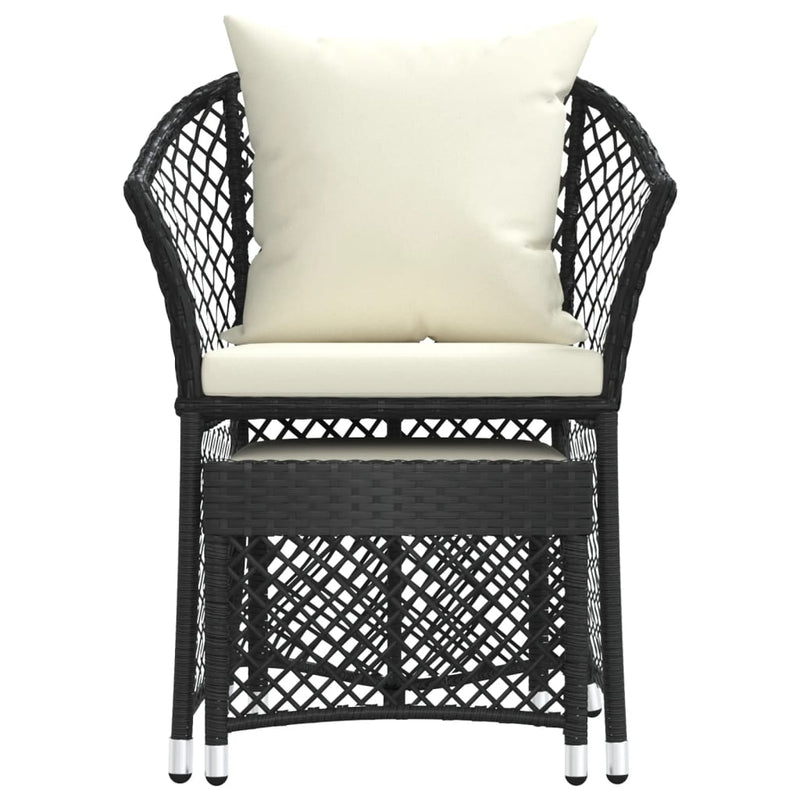 2 Piece Garden Lounge Set with Cushions Black Poly Rattan Payday Deals