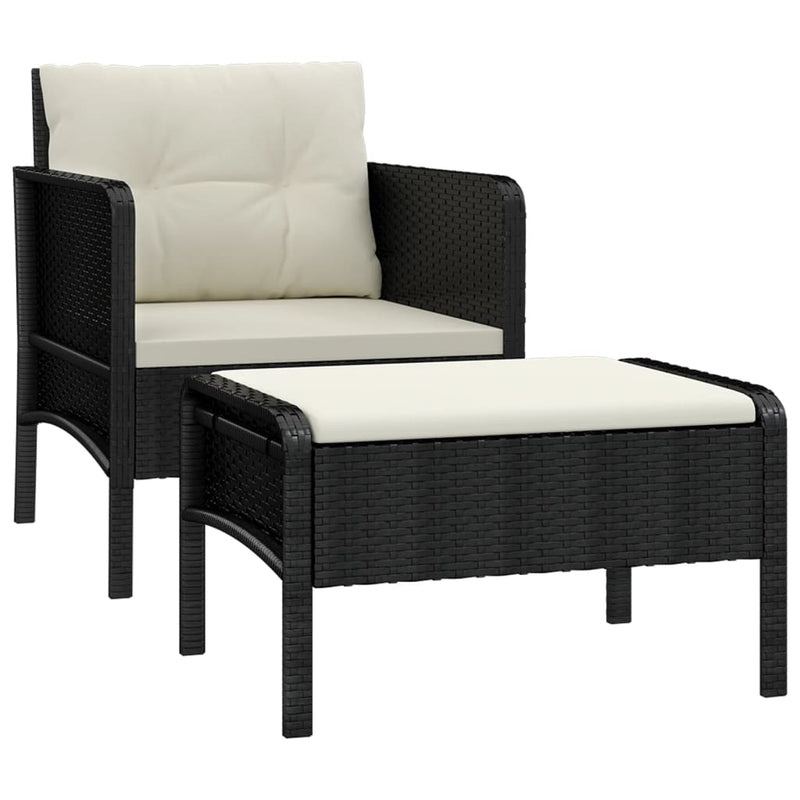 2 Piece Garden Lounge Set with Cushions Black Poly Rattan Payday Deals