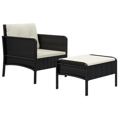 2 Piece Garden Lounge Set with Cushions Black Poly Rattan Payday Deals