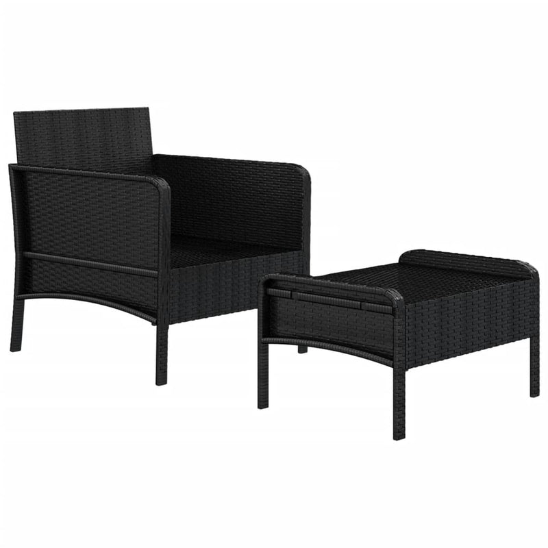 2 Piece Garden Lounge Set with Cushions Black Poly Rattan Payday Deals