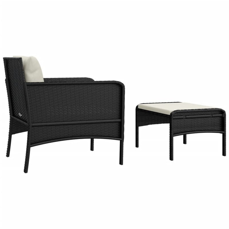 2 Piece Garden Lounge Set with Cushions Black Poly Rattan Payday Deals