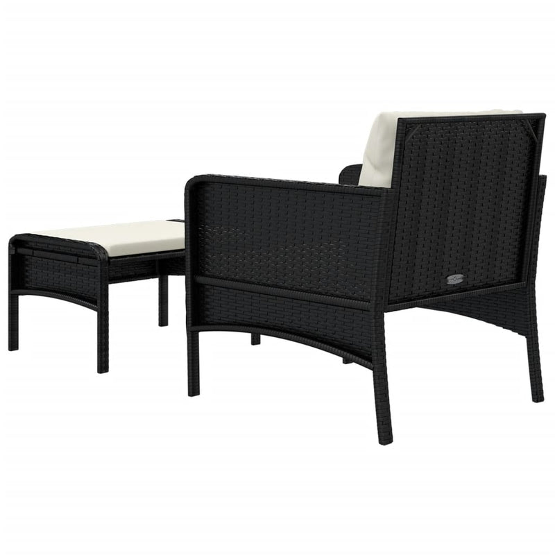 2 Piece Garden Lounge Set with Cushions Black Poly Rattan Payday Deals