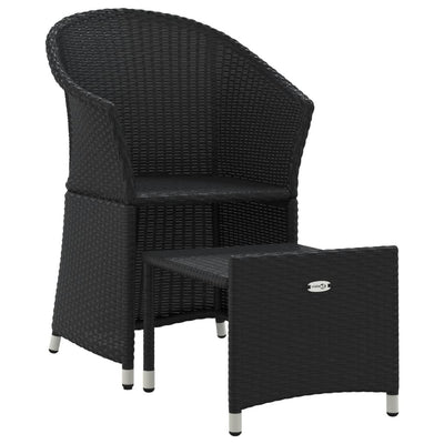 2 Piece Garden Lounge Set with Cushions Black Poly Rattan Payday Deals
