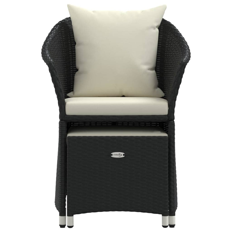 2 Piece Garden Lounge Set with Cushions Black Poly Rattan Payday Deals