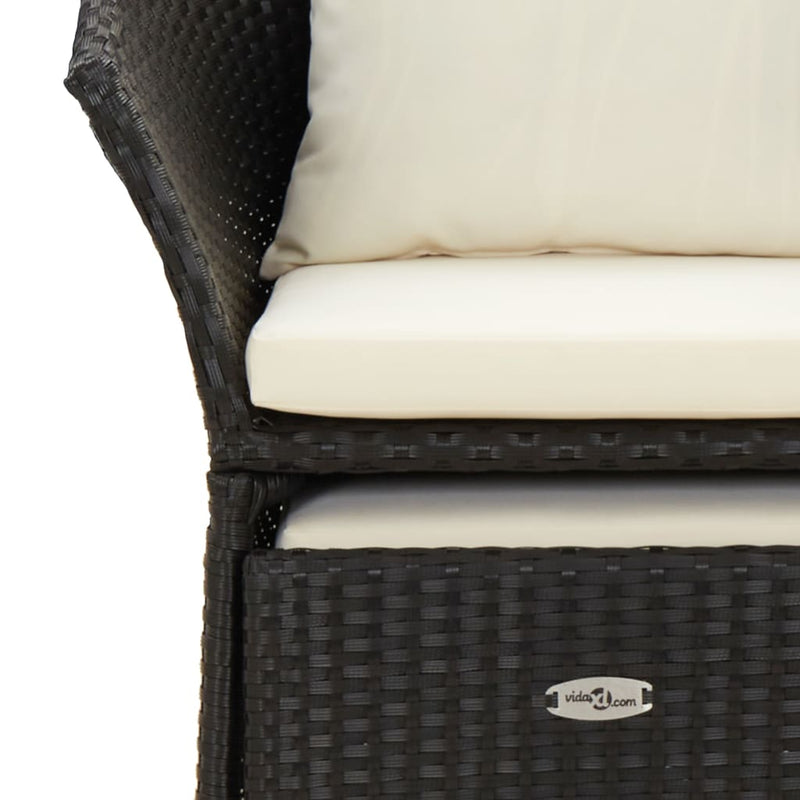 2 Piece Garden Lounge Set with Cushions Black Poly Rattan Payday Deals
