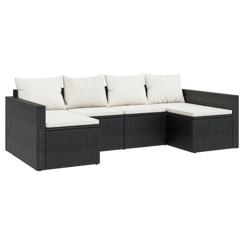 2 Piece Garden Lounge Set with Cushions Black Poly Rattan Payday Deals