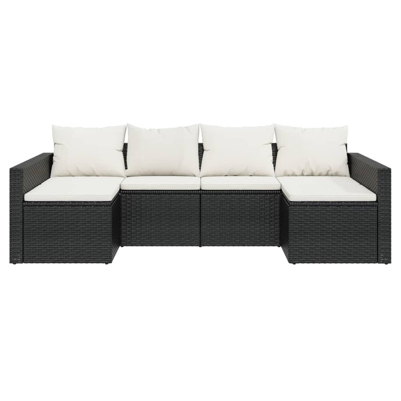 2 Piece Garden Lounge Set with Cushions Black Poly Rattan Payday Deals