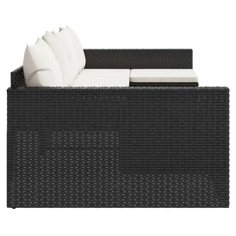 2 Piece Garden Lounge Set with Cushions Black Poly Rattan Payday Deals