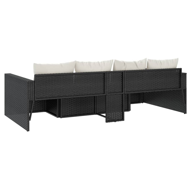 2 Piece Garden Lounge Set with Cushions Black Poly Rattan Payday Deals