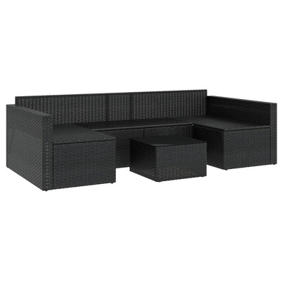2 Piece Garden Lounge Set with Cushions Black Poly Rattan Payday Deals