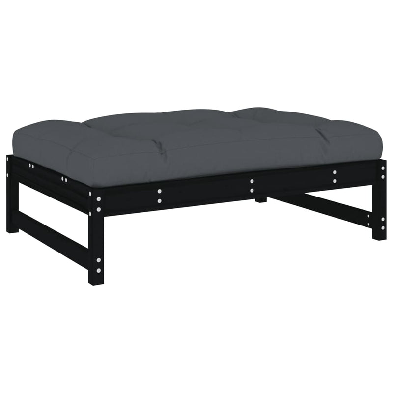 2 Piece Garden Lounge Set with Cushions Black Solid Wood Payday Deals