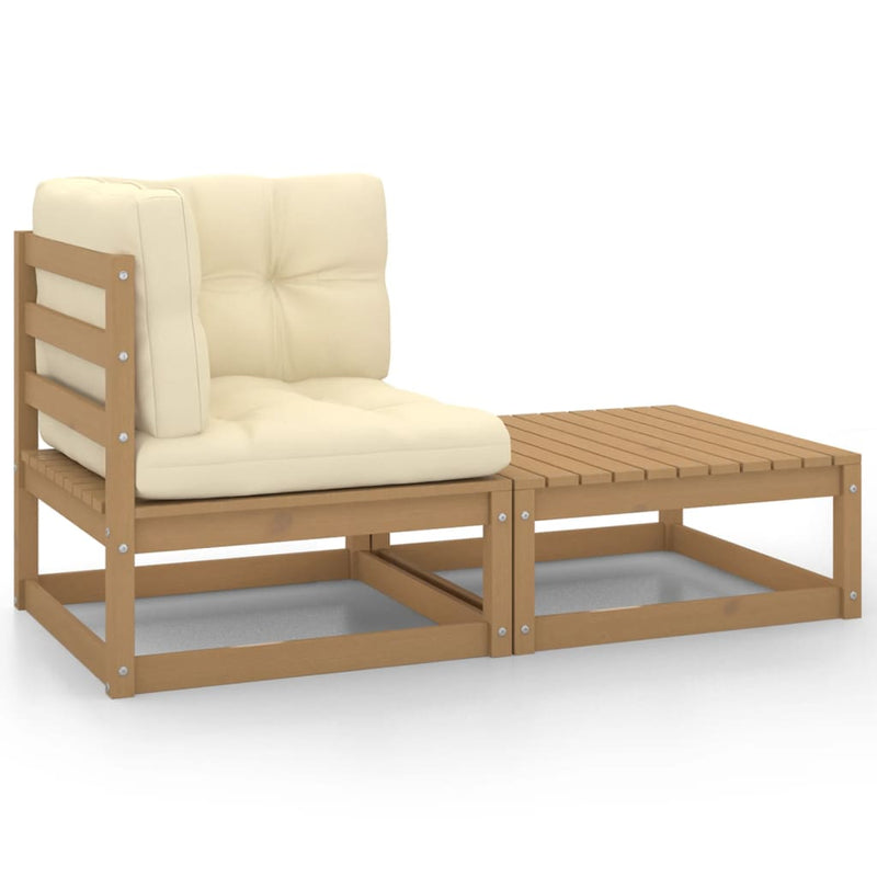 2 Piece Garden Lounge Set with Cushions Honey Brown Pinewood Payday Deals