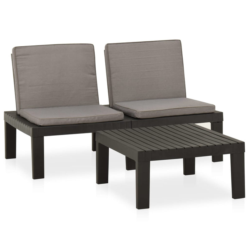 2 Piece Garden Lounge Set with Cushions Plastic Grey Payday Deals