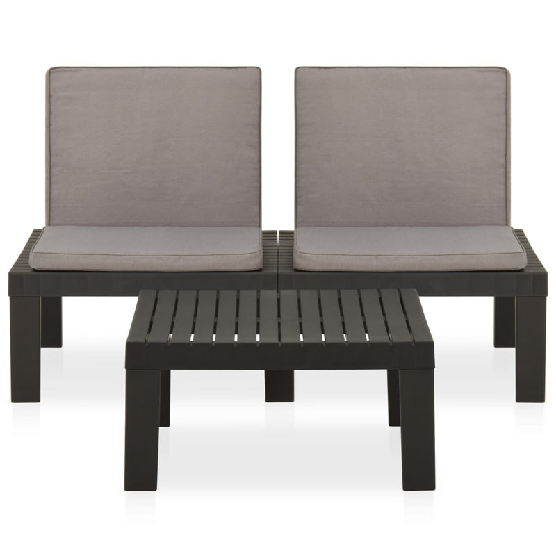 2 Piece Garden Lounge Set with Cushions Plastic Grey Payday Deals