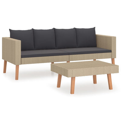 2 Piece Garden Lounge Set with Cushions Poly Rattan Beige Payday Deals