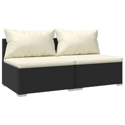 2 Piece Garden Lounge Set with Cushions Poly Rattan Black Payday Deals