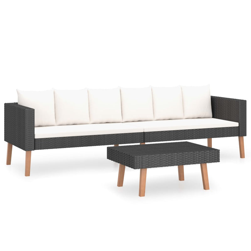 2 Piece Garden Lounge Set with Cushions Poly Rattan Black Payday Deals