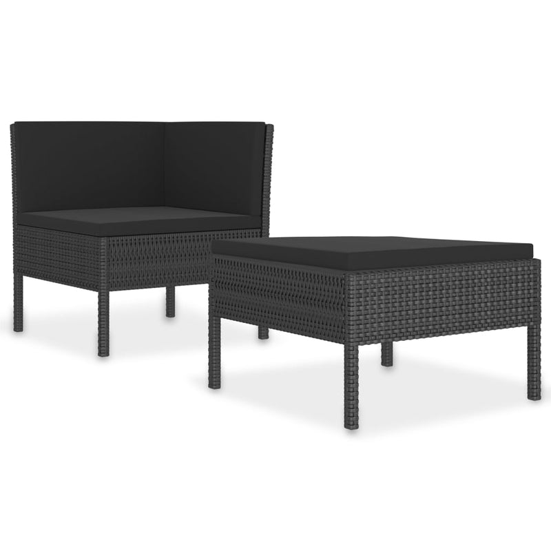 2 Piece Garden Lounge Set with Cushions Poly Rattan Black Payday Deals